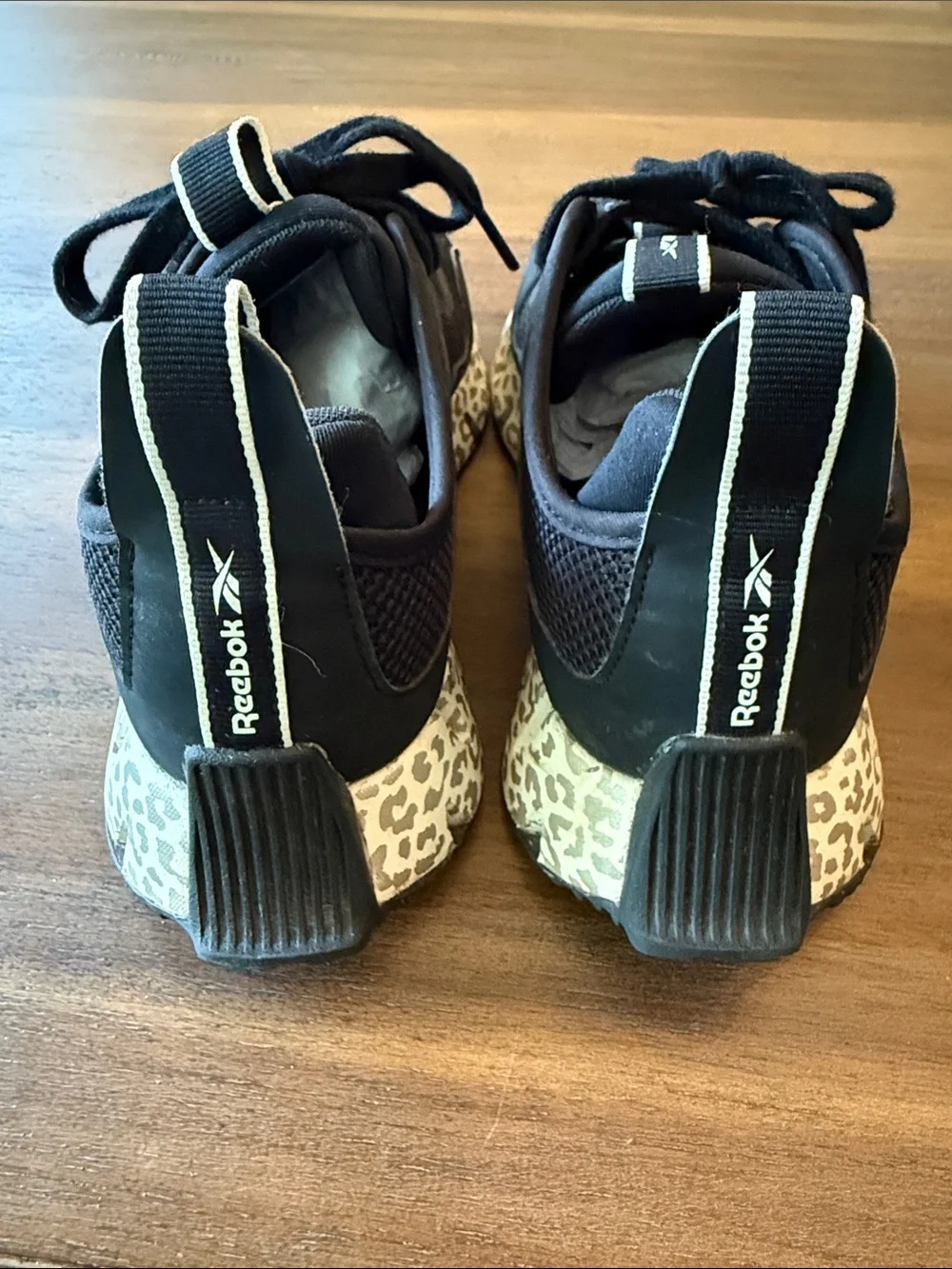 NWOT- Ortho Comfort Reebok Black Athletic Shoes with Patterned Cheetah Sole-8